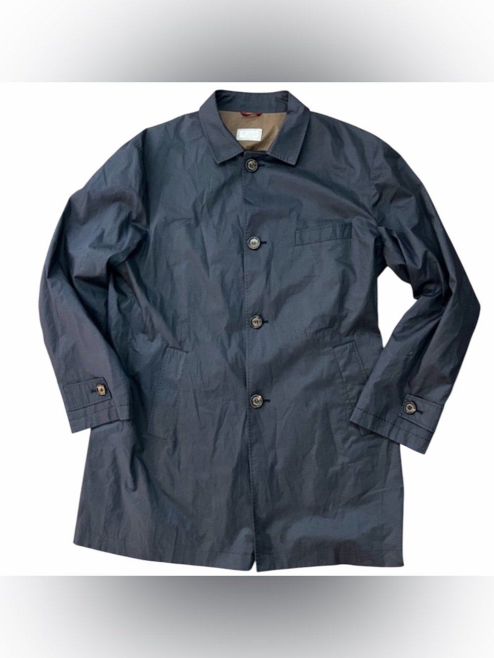 Brunello Cucinelli Navy Car Coat Large Minimalist Luxury Jacket